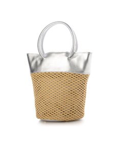 UNBILLION ペルケ perche / エステルメッシュ・牛革丸手2wayバケツバッグ