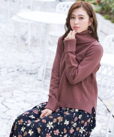 Tiaclasse 【洗える】もっちり柔らかいリブタートルプルオーバーニット