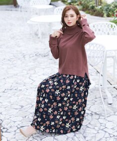 Tiaclasse 【洗える】もっちり柔らかいリブタートルプルオーバーニット