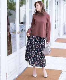 Tiaclasse 【洗える】もっちり柔らかいリブタートルプルオーバーニット