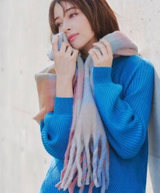 Tiaclasse 大判チェックシャギーマフラー