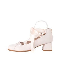 Maison de FLEUR レースアップサテンパンプス