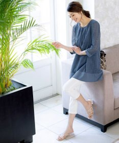 Tiaclasse L 【洗える】レースコンビチュニックブラウス