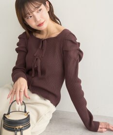 earth music&ecology レイヤード風ギャザーショルダーリブニット