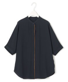 ICB 【人気のため新色追加・WEB限定カラーあり】BackSatinAmunzen 5分袖バンドカラーブラウス