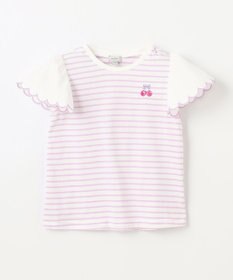ANY KIDS 袖スカラップ ボーダーTシャツ