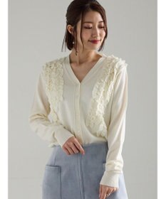 Te chichi フリルVネックカーディガン