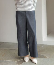 J.PRESS LADIES L セルロースシャンブレー セミワイド パンツ