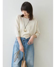 AMERICAN HOLIC ＵＶカットラグラン５分袖ニットプルオーバー