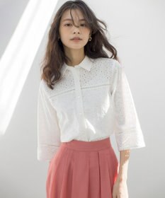 組曲 S エンブロイダリーレース襟付 ブラウス