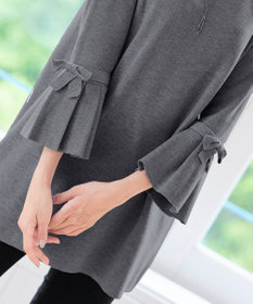 Tiaclasse L 【洗える】ミラノリブ編みのフレア袖ニットチュニック