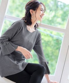 Tiaclasse L 【洗える】ミラノリブ編みのフレア袖ニットチュニック