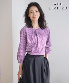 J.PRESS LADIES S 【WEB限定カラーあり】ストライプジャカード フロントタック カットソー