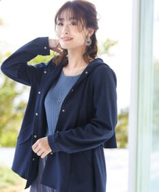 Tiaclasse L 【洗える】異素材を組み合わせたミモレ丈リブコンビワンピース