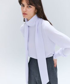 BEIGE， 【洗える】STOW / パフスリーブボウタイブラウス