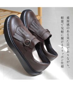 Pointer 日本製 本革フリンジ付き厚底ローファー