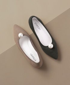 steppi 【洗える/防臭】パール付 メリノウール ポインテッドパンプス