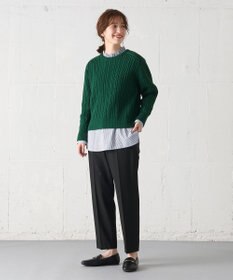 ANY L 【洗濯機可】クロップド丈ケーブルニット