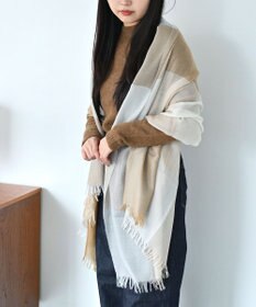 muto ブロックチェック シルクカシミヤストール