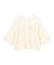 UNFILO L クロシェレースニット ハーフスリーブ プルオーバー