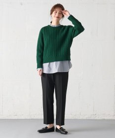 ANY L 【洗濯機可】クロップド丈ケーブルニット