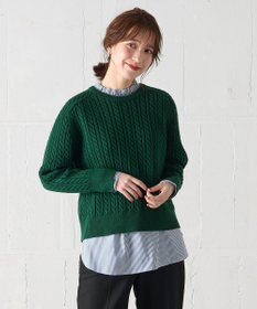 ANY L 【洗濯機可】クロップド丈ケーブルニット