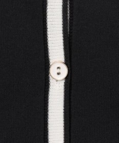 Feroux 【洗える】バイカラーハーフスリーブ カーディガン