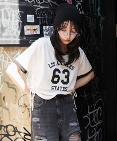 WEGO グラフィックサイドリボンドロストショートT