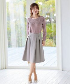 Tiaclasse L 【洗える】大人上品なスカラップレースコンビニット