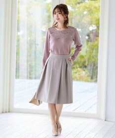 Tiaclasse L 【洗える】大人上品なスカラップレースコンビニット