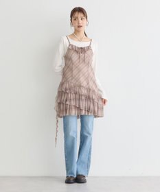 earth music&ecology フロントリボンチェックミニキャミワンピース