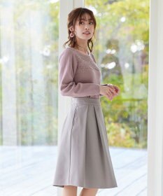 Tiaclasse L 【洗える】大人上品なスカラップレースコンビニット