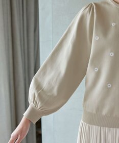 Tiaclasse 【洗える】フラワー刺繍ニットトップス