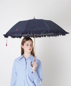 MOONBAT 【遮光/晴雨兼用日傘】POLO RALPH LAUREN（ポロラルフローレン） 折りたたみ日傘 エンブフリル 遮熱 UV