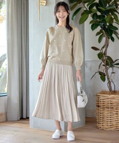 Tiaclasse 【洗える】フラワー刺繍ニットトップス