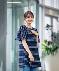 Tiaclasse L 【洗える】ランダムボーダーチュニック