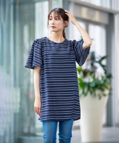 Tiaclasse L 【洗える】ランダムボーダーチュニック