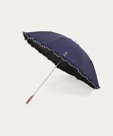 MOONBAT 【WEB限定/遮光率100%/遮熱/UV】POLO RALPH LAUREN（ポロ ラルフローレン）晴雨兼用日傘 ワンポイント ポロベア刺繍 フリル 折りたたみ傘 長折タイプ