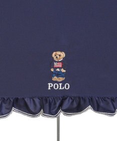 MOONBAT 【WEB限定/遮光率100%/遮熱/UV】POLO RALPH LAUREN（ポロ ラルフローレン）晴雨兼用日傘 ワンポイント ポロベア刺繍 フリル 折りたたみ傘 長折タイプ