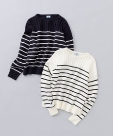 組曲 S 華奢見え パネルボーダーニット