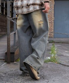 WEGO スーパーバギーダメージデニムパンツ