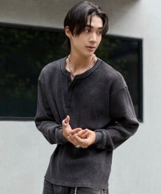 WEGO ワッフルヘンリーネックT(LS)