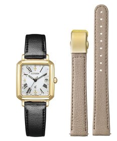 CITIZEN 【替えバンド付き2way】電池交換不要の電波時計 hikari collection Square 2way Model ES9502-12A