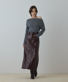 【美品】フェイクレザータイトスカート　モカ GALLARDAGALANTE（ガリャルダガランテ）の「フェイクレザー