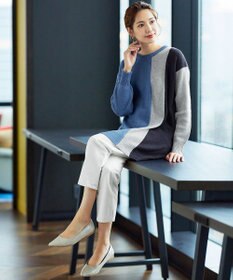 Tiaclasse 【洗える】配色ニットチュニック