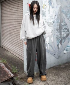 WEGO 【ユニセックス着用ITEM/ウエストゴム/MLサイズ展開】バルーン3Dスウェットパンツ