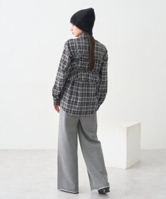 earth music&ecology SET2点チェック柄シャーリングビスチェ＋シャツ