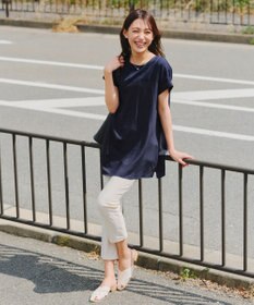 Tiaclasse L 【洗える】シアーコンビチュニックブラウス