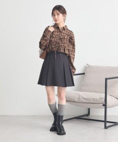 earth music&ecology SET2点チェック柄シャーリングビスチェ＋シャツ