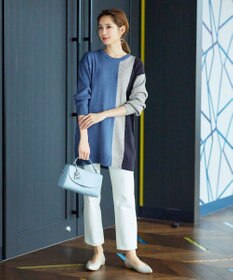 Tiaclasse 【洗える】配色ニットチュニック